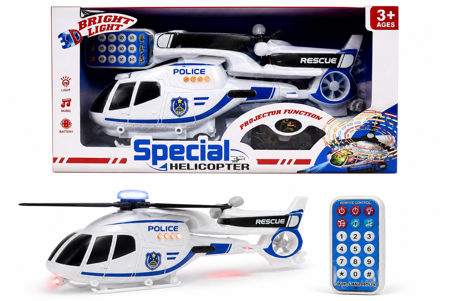 Police Rescue Toy Helicopter
